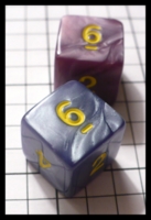 Dice : Dice - 6D - Purple and Blue Swirl with Gold Numerals - FA collection buy Dec 2010